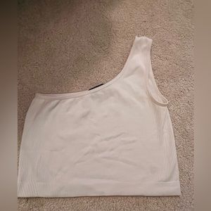 one strap white cotton crop top